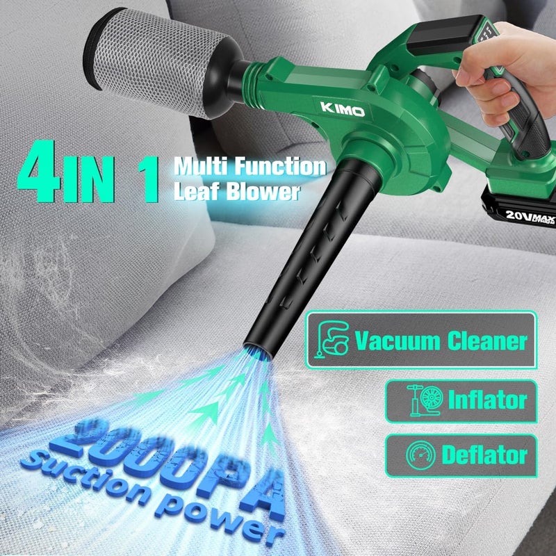 KIMO 20V Weed Wacker and Blower Combo w/2 x 2.0Ah Battery & Charger, 12 Inch String Trimmer w/10Pcs Cutting Lines, 4-in-1 Leaf Blower Cordless w/Vacuum, 3 Nozzles & 20" Extended Tube for Yard, Garden - Image 4